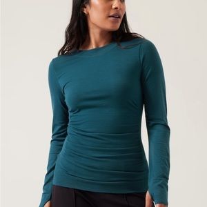 Athleta Foresthill Ascent Seamless Long Sleeve Navy size XL NWT